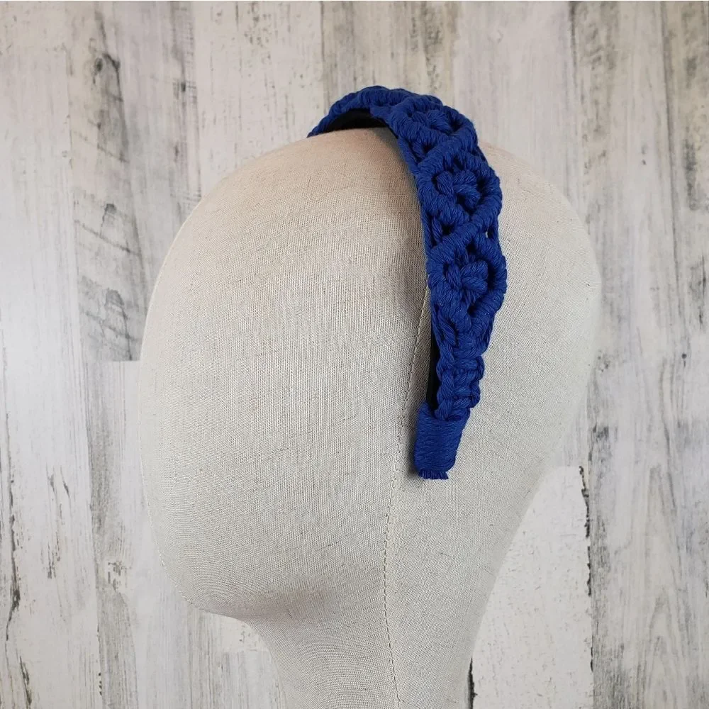 Blue Macrame Braided Headband